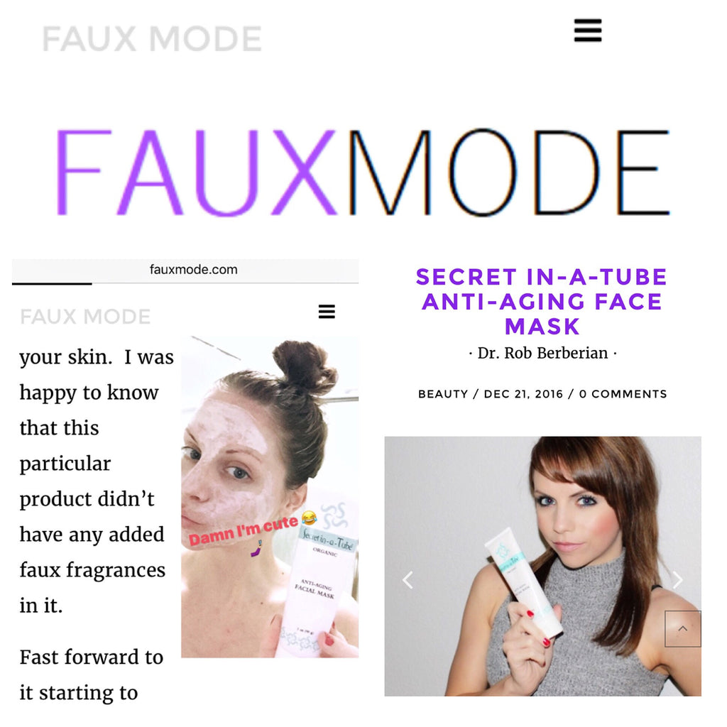 Jess Cunha From FauxMode Shares her love for Secret in-a-Tube Organic Vegan & Cruelty Free Anti-Aging Facial Mask!
