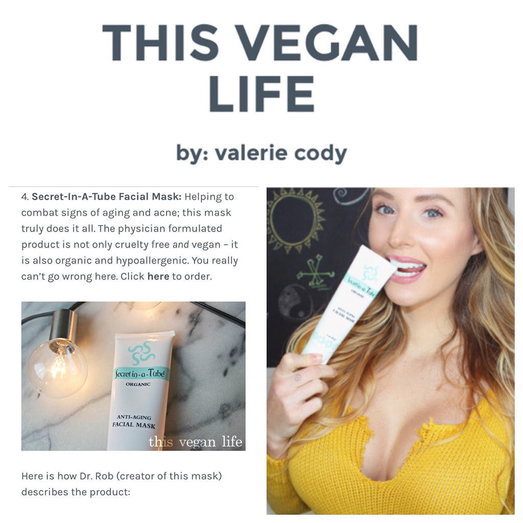Valerie Cody Shares Her Favorite Cruelty Free Holiday List Featuring Secret in-a-Tube Organic Anti-Aging Facial Mask!